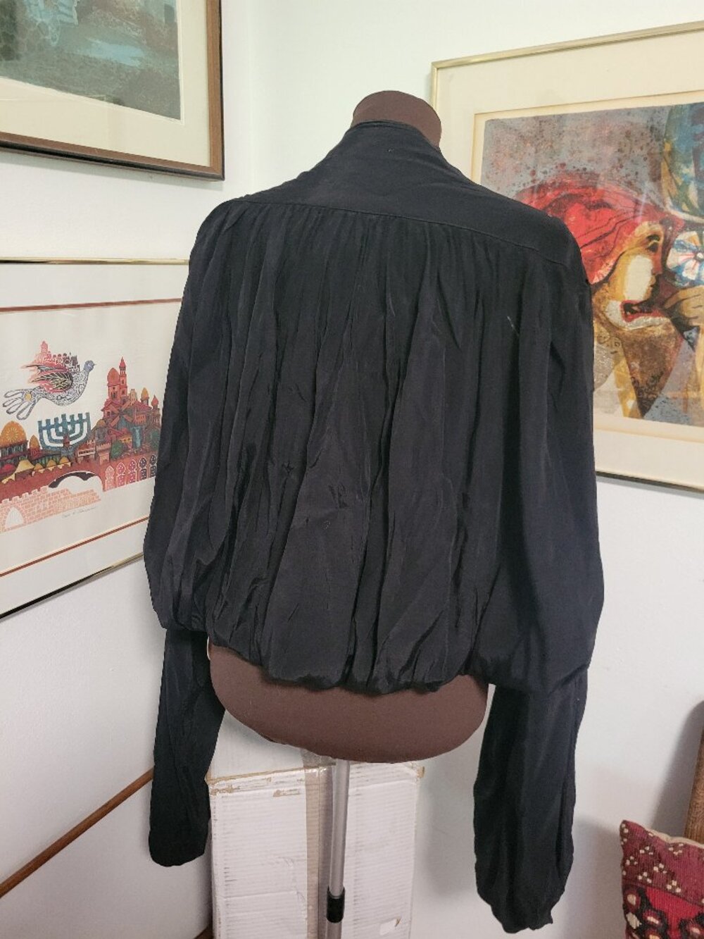 Black Shirt 15th or 16th Century Super blouson sleeves Costume